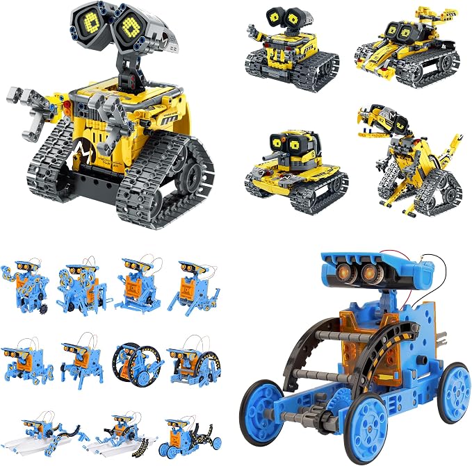 Sillbird Bundle - 2 Items Robot Building Kit with Remote Control & 12-in-1 Solar Robotic Toys Christmas STEM Gift for Boys Aged 8-14, Coding Technic Creative Gifts for Kids Teens