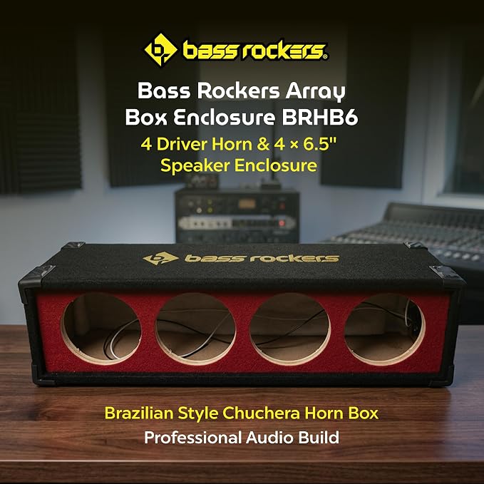 Bass Rockers Array Box Enclosure BRHB6 4 Driver Horns 4 x 6.5 Speakers Xtreme Durable Strong Wood Subwoofer Boxes Color Carpet Chuchera Horn Brazilian Style