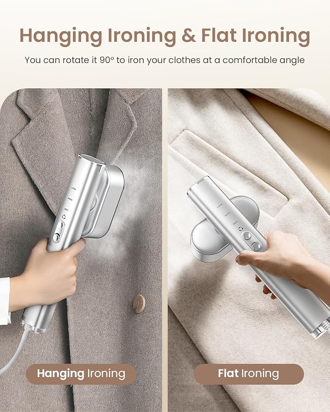 Travel Steamer for Clothes,100-240V Portable Garment Steamer, Steamer＆Iron 2 In 1, 30s Fast Heat-up,120ml Water Tank,Large Ceramic Heat Panel,Handheld Steamer for Global ＆ Europe Traveling,Silver