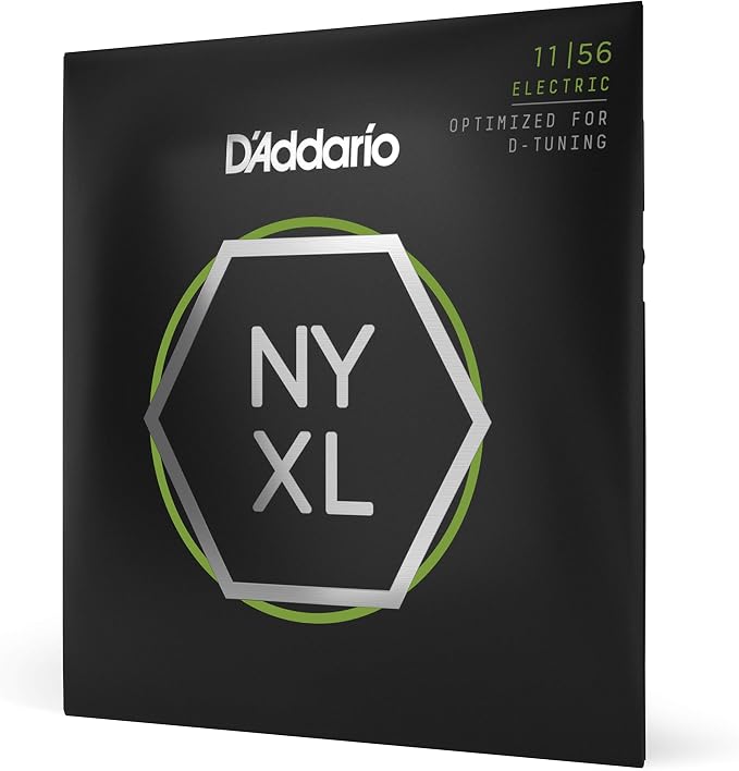 D'Addario Electric Guitar Strings, NYXL Nickel Plated, NYXL1156, Medium Top/Extra Heavy Bottom Gauge 11-56, 6-String Set, Pack of 1