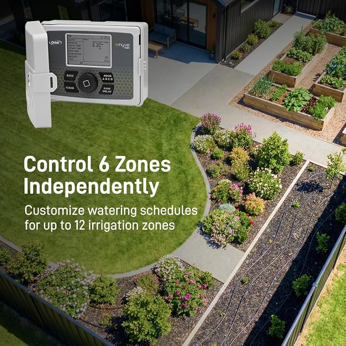 Orbit B-hyve Smart Indoor/Outdoor Sprinkler Controller - 6-Zone - App Controlled Smart Controller with Custom Irrigation Schedules - Weatherproof Multi-Zone Sprinkler System - 57946