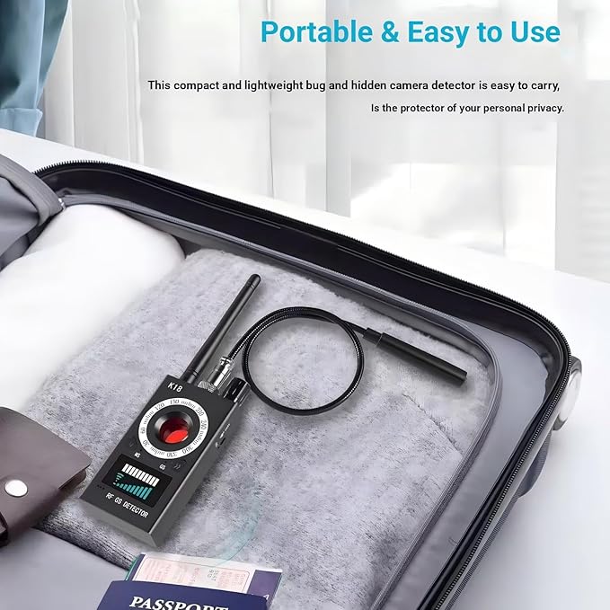 Hidden Camera Detector, GPS Tracker, and Infrared Camera Three in one Anti spy Detector for Easy Portability. Suitable for Hidden Device detectors in Airbnb, Hotels, bathrooms, Homes, and Offices