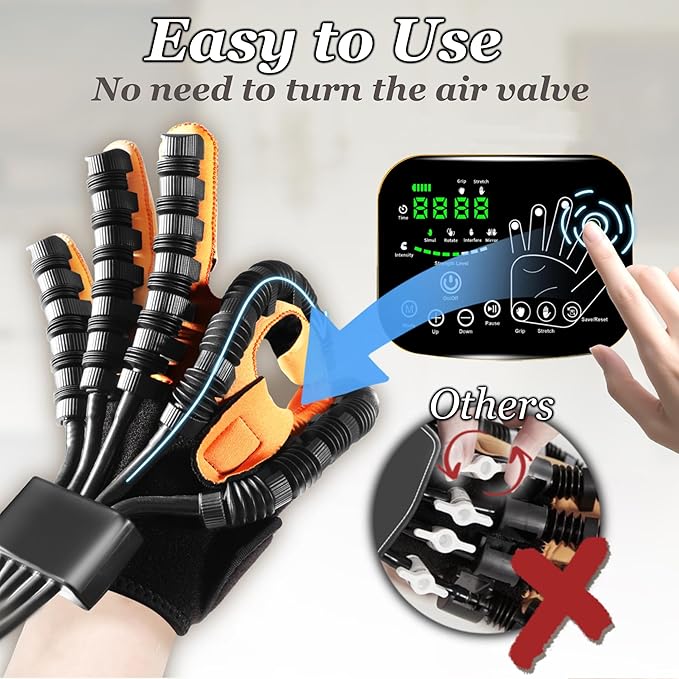 9th Gen Hand Rehabilitation Robot Gloves, Stroke Recovery Hand Therapy Equipment, Automatic LED Touchscreen 4 Modes Mirror Training, Finger Exerciser for Arthritis & Hemiplegia