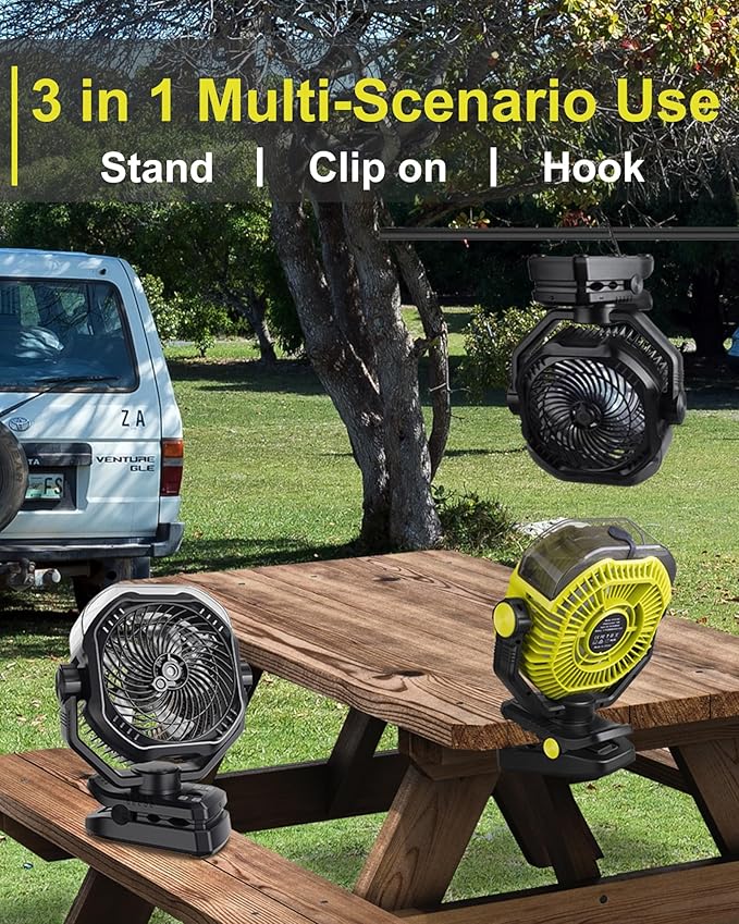 Portable Rechargeable Misting Fan with 12oz Mist, Battery Life Display, Remote, Timer, Light, 5 Speeds, 9-Inch, 20000mAh 120H Battery Powered Clip Fan for Stroller, Travel, Outdoor, Poweroutage