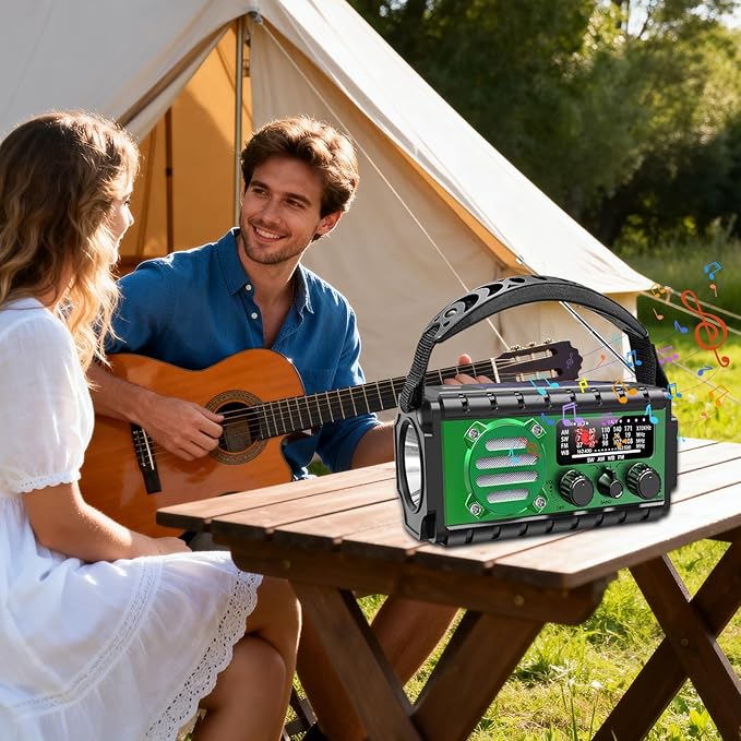 20000mah Hand Crank Emergency Radio,SW/NOAA/AM/FM Weather Radio, Solar Powered Hand Crank Chager with Bige Batery Powered,Portable,Cellphone Charge,SOS,Flashlight for Emergency (XSY-350-Army Green)