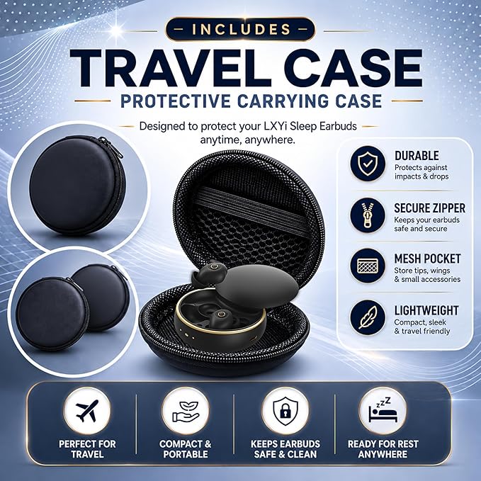 Sleep Earbuds Ultra-Thin Invisible Headphones for Side Sleepers, 8-Hour Battery(24h w/Case) No Buttons, No Lights, No Alerts, Noise Blocking, Bluetooth, Gift for Him & Her, Mom & Dad - 2nd Gen