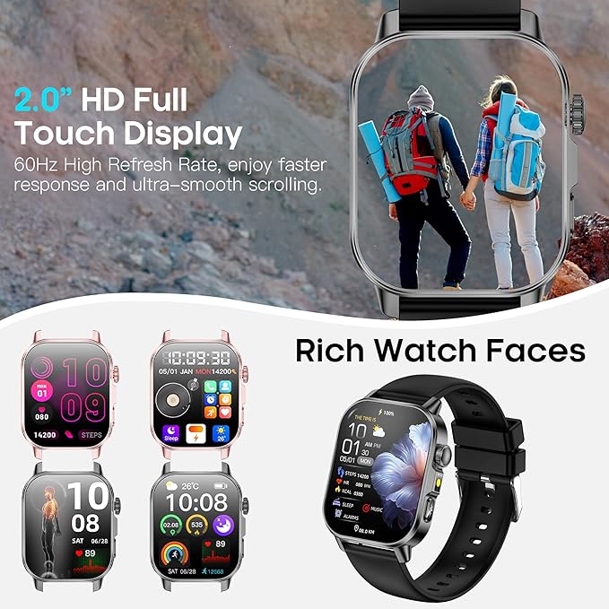 Smart Watch for Men Women, Health Fitness Tracker with 24/7 Heart Rate Blood Oxygen Blood Pressure Sleep Tracking, Bluetooth Calls, 450mAh Battery, IP68 Waterproof Activity Tracker (Khaki)