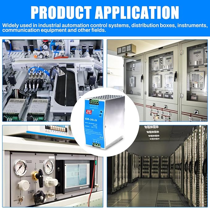 ZPSHYD ZPSHYD DIN Rail Power Supply, 240W 24V 10A Industrial AC to DC Converter Multiple Protections 100-220V Input for LED Lighting, CCTV, 3D Printer, CNC Machine