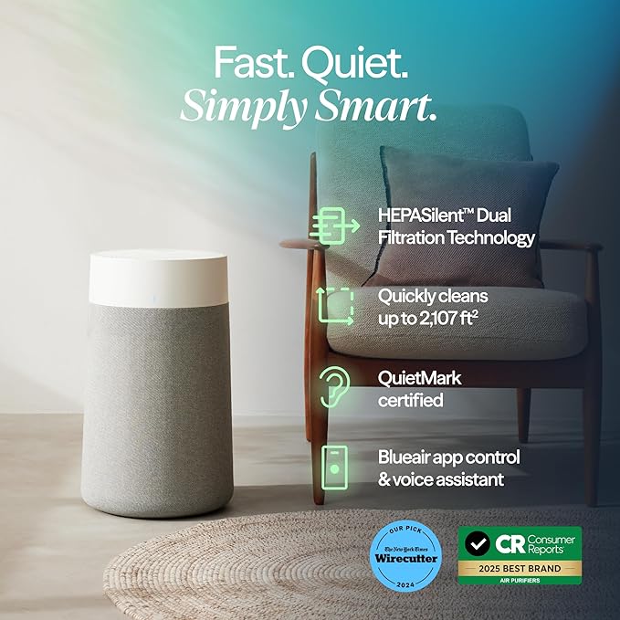 BLUEAIR Blue Pure 311i Max Smart Air Purifier for Medium Rooms up to 2,107 Sq Ft HEPASilent Air Cleaner for Pets Allergies Smoke & Dust WiFi Air Purifier with Auto Mode Quiet Air Purifier for Bedroom