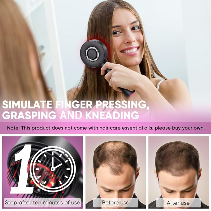 Rechargeable 3 in 1 Scalp Massager Hair Growth Oil Applicator,Electric Scalp Brush for Home & Travel,Gentle Scratching & Kneading,IPX7 Waterproof Electric Head Massager for for All Hair Types