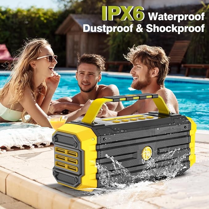 TOMPROAD Portable Bluetooth Speaker 120W Peak 80W Wireless Speakers, TWS Pairing, Deep Bass, Hi-Fi Loud Speaker, IPX6 Waterproof, DSP Sound Boombox for Outdoor, Camping, Party, Beach
