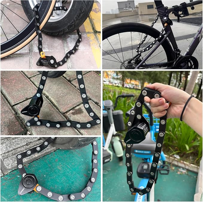 Lambolt Electric Scooter Lock - Heavy Duty Anti-Theft Folding Combination Bike Lock for Ebike | Compact Alloy Steel Security Chain Lock with Mounting Bracket