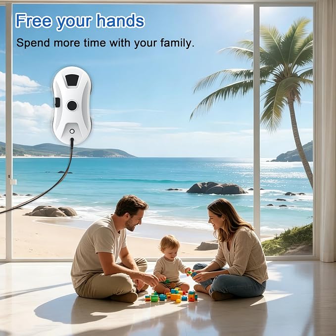 Automatic Window Cleaning Robot, Smart Robot Window Cleaner | window cleaning robot inside and outside with Spray,3000Pa Suction, Intelligent Path Planning, Remote Control for High Glass