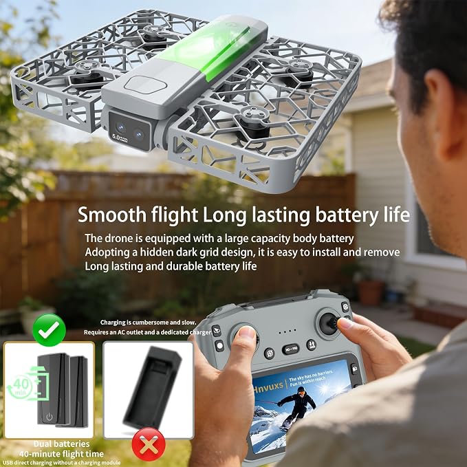 Foldable Mini Drone with 2K Camera and 4.5 Inch Screen, Portable Pocket Quadcopter for Adults and Kids, Follow Me Mode, One-Key Takeoff, Propeller Guards