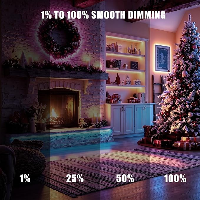 6.56ft Bluetooth RGB COB Led Strip Light, Color Changing with App, Music Sync COB Led Light Strip, Bright Flexible Multicolor Led Strip Light for Kitchen, Room, Party Decoration