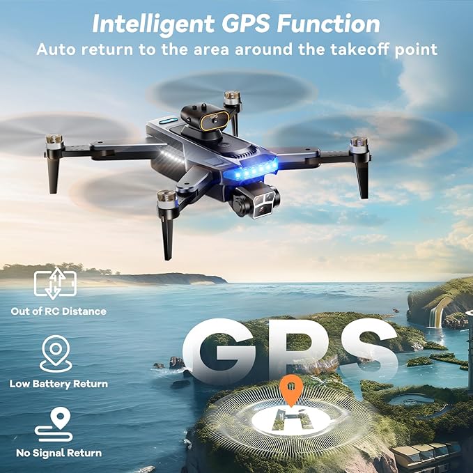 Drones with Camera for Adults 4K, GPS Follow Me Drone That Follows You, Under 249g Foldable Mini Drone with Brushless Motor, Obstacle Alert, 3 Batteries 54 Mins Flight - HYTOBP P17(Age 14+,Black)