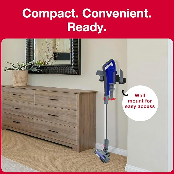 Koblenz Sagittarius Corded Stick Vacuum Cleaner, 3-in-1, 600W Motor, Brush Roll with LED, Cyclonic, Bagless 59 oz Dust Cup, Wall Mount, 16 ft Cord, Lightweight 5 lbs, Pet Hair, All Surfaces, SVK-631