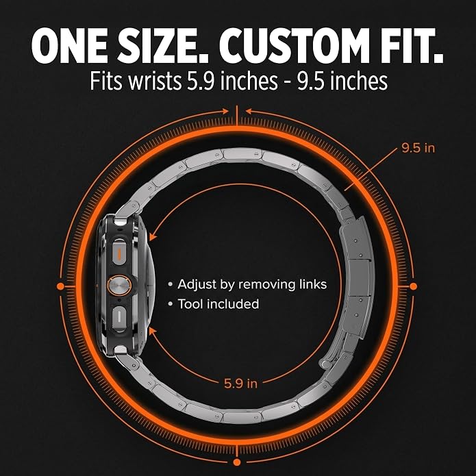 Ultra Supply Co. Titanium Band for Samsung Galaxy Watch Ultra 47mm – Galaxy Watch Ultra Metal Band with Folding Clasp, Scratch & Water-Resistant DLC Coating, Adjustable Smartwatch Bands