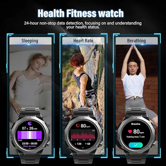 Smart Watches for Men (Answer/Make Calls), 1.39" HD Fitness Watches, Heart Rate/Sleep Monitor, 110+ Sports Modes Military Watch for Men, Waterproof Watch, 30Day, Watches for Android/iPhone, Black