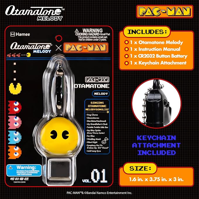 Otamatone Melody Original PAC-Man Electronic Portable Music Toy Player Synthesizer from Japan by Maywa Denki Officially Licensed Merchandise with English Instructions Keychain Accessory - PAC-Man