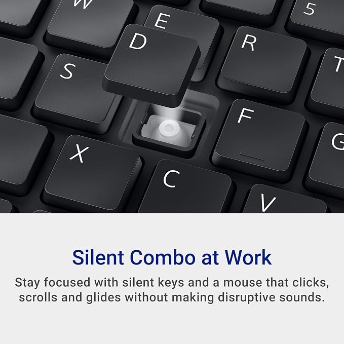Dell KM555 Silent Keyboard and Mouse - 18 Programmable Shortcut Keys, Copilot Key, Secure Dual-Mode connectivity, Adjustable DPI, Ambidextrous, Low Battery LED Indicator, 3-Year Warranty - Black