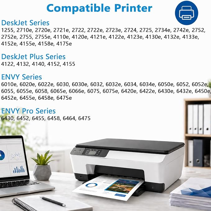 67XL Ink Cartridge Combo Pack Compatible for HP Ink 67 XL Fit for Deskjet 2855e 2800e 2852e 2827e 4227e 4255e 1255 Envy 6055e 6075 6432e 6455e 6458e 6475e Pro 6455 2-Pack Black Color with V10.1.1 Chip