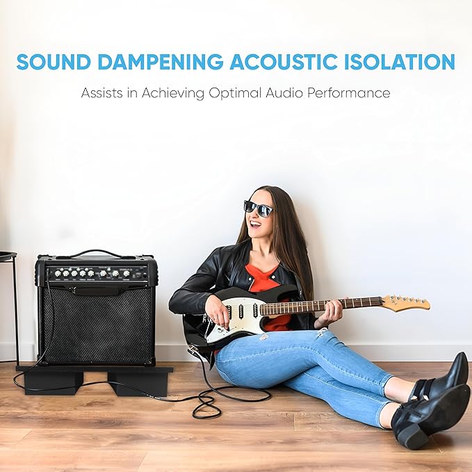 Pyle Sound Dampening Speaker Riser Foam - Audio Acoustic Noise Isolation Platform Pads Recoil Stabilizer w/ Rubber Base Pad For Studio Monitor, Subwoofer, Loud Speakers - PSI21 (22.3 x 15 x 3 Inch)