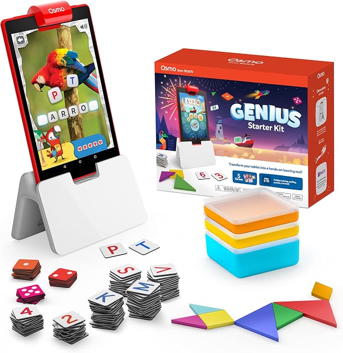 Osmo Genius Starter Kit for Kids Ages 6–10 | 5 Educational Learning Games | Fire Tablet Compatible | Educational STEM Learning System | Base Included (5 Games Fire Tablet)