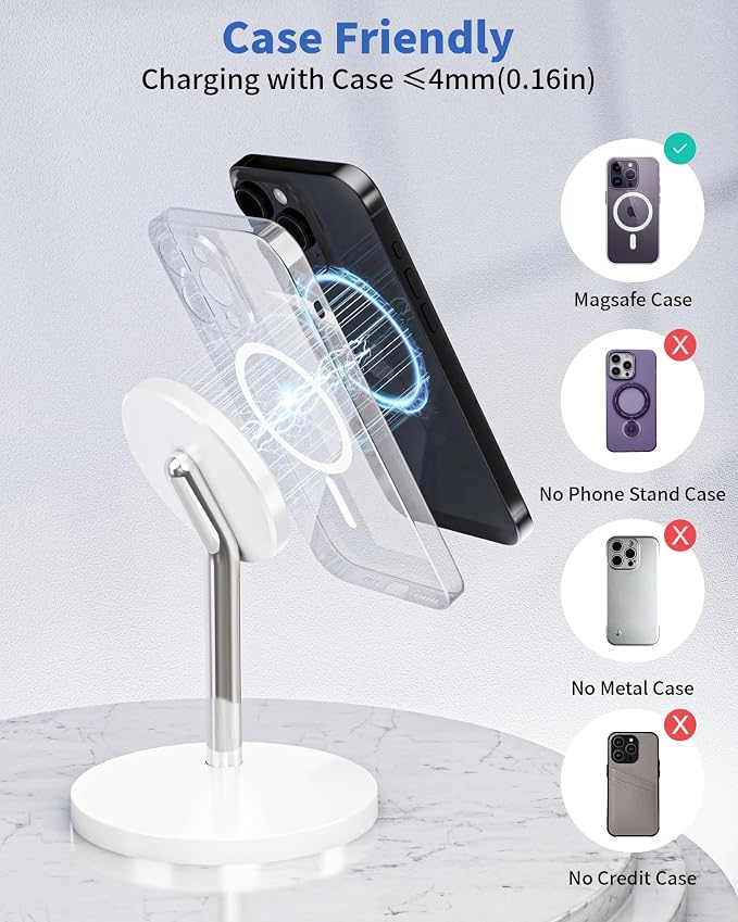Magnetic Wireless Charger Stand, 25W Fast Mag Safe Charger iPhone Stand, 6FT Magnet Wireless Charging Station Pad with 35W Adapter for iPhone 17 Air 17 Pro 17 Pro Max 16 15 14 13 12, AirPods Pro 2/3/4