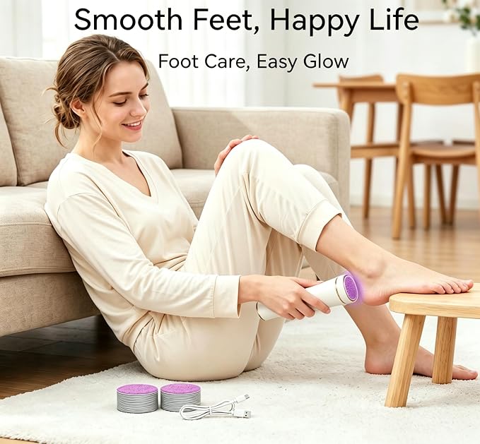 Electric Callus Remover for Feet, Rechargeable Foot File Dry Skin | 2000mAh Battery, IPX7 Waterproof foot shaver, 20 Diamond Rollers, Heel Scraper for Cracked Heels Home Pedicure