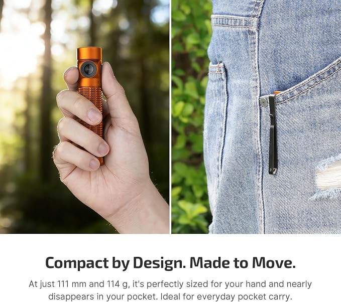 OLIGHT Baton4 Pro EDC Flashlight Rechargeable, 1600 Lumens Small Pocket LED Light with Tactical Switch and Magnetic & USB C Dual Charging, IPX8 for Home Use, Camping, Outdoor and Emergency (Orange)