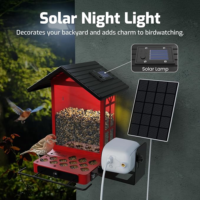 Smart Bird Feeder with Camera, 2.5K Ultra-HD Live Stream Bird House Camera, Free AI Identify Bird Species, Solar Powered Bird Feeder with 2.4L Large Capacity, Gift for Men Women Bird Lovers