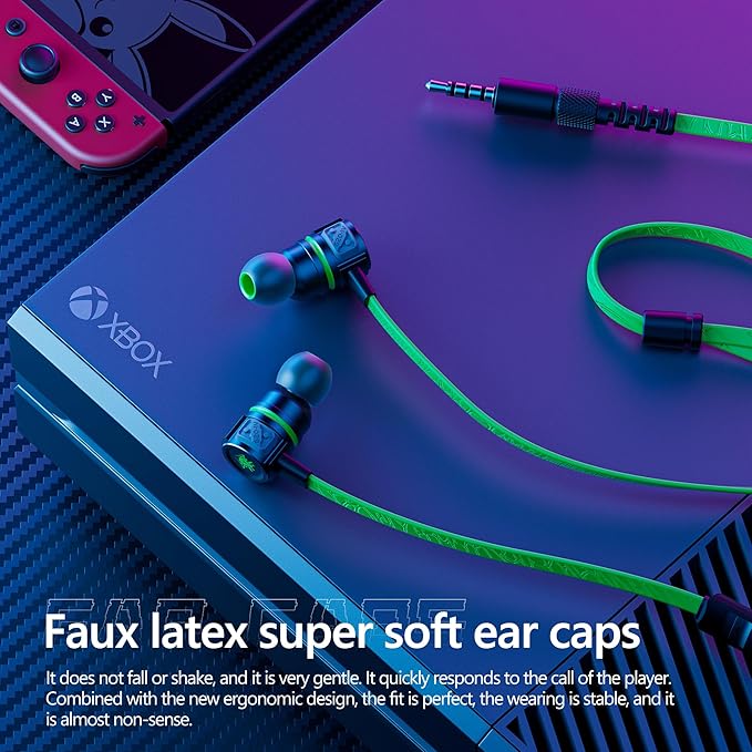 Gaming Earbuds Wired, USB C & 3.5mm Dual Plug in Ear Headphones with Mic and Volume Control for Small Ears, Stereo Bass Noise Isolating Earphones for PC/PS4/PS5/Xbox Series/Switch/Sleep/Sport/Workout