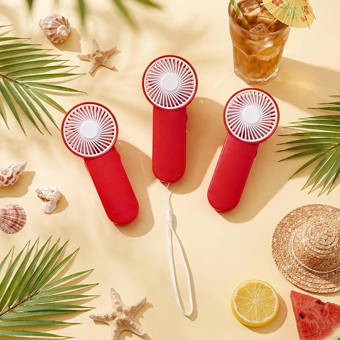 Sumind 12 Pcs Small Personal Portable Fan Mini Handheld Bulk 1 Speed Electric Cute Battery Powered for Neck Lash Makeup Women Men Travel Camping Indoor Outdoor Summer (Red)