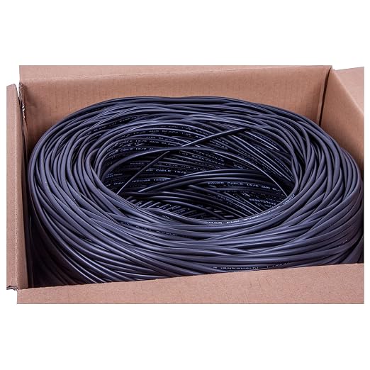 18/4 Gauge Low Voltage 4 Conductors Stranded Cable Wire - 1000 ft, 18 AWG, PVC Jacket - for Security Systems, Alarm, Audio, Control, Intercom, and Speaker Applications (Black, 18-4)