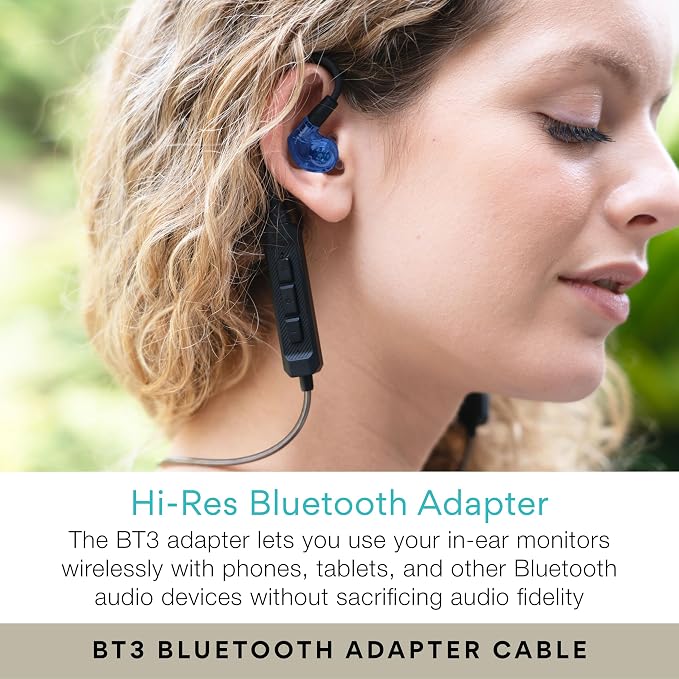 MEE audio M6 PRO Musicians' in-Ear Monitors Wired + Wireless Combo Pack: Includes IEMs, 2 Audio Cables and BT3 Hi-Res Bluetooth Audio Adapter w/aptX, LDAC, Auracast Support, & Built-in Headset (Blue)