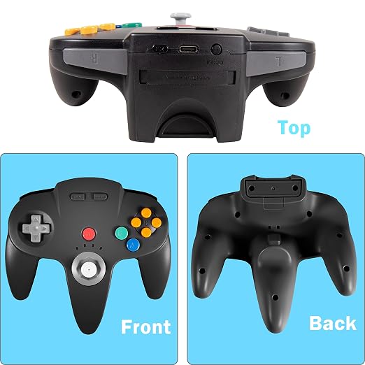 2 Pack Wireless N64 Switch Online Controller, with 2.4 GHz USB & N64 Receivers, Compatible with Windows PC macOS, N64 Console / Switch / NSO - (Rechargeable) (Plug and Play) (Built-in Rumble) (Black)