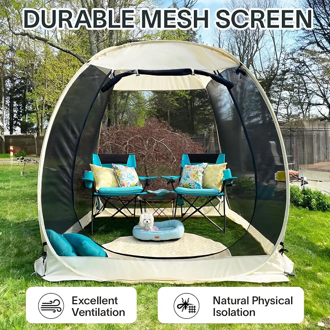 Alvantor Pop Up Screen House Tent, Instant Outdoor Gazebo with Mosquito Netting & UPF 50+ Sun Protection, Portable Canopy Shelter for Patio, Backyard, Camping (2-10 Person)