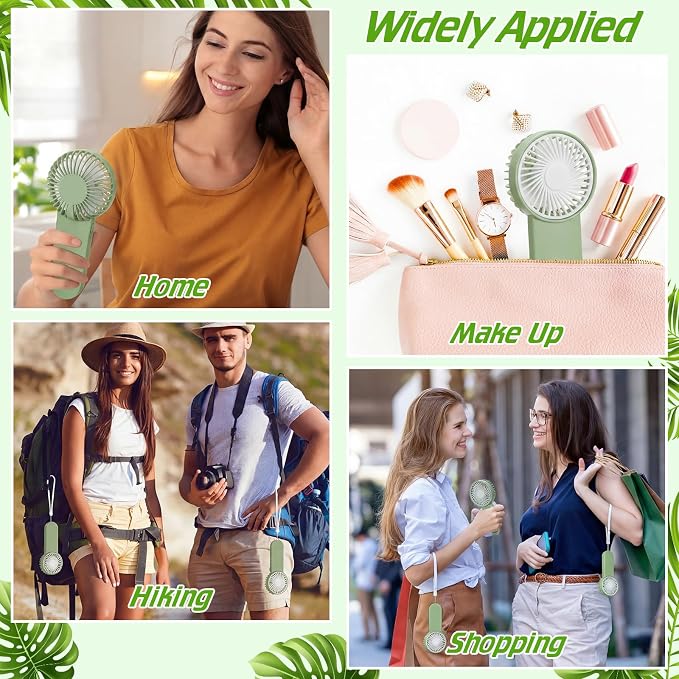 Sumind 12 Pcs Small Personal Portable Fan Mini Handheld Bulk 1 Speed Electric Cute Battery Powered for Neck Lash Makeup Women Men Travel Camping Indoor Outdoor Summer (Green)