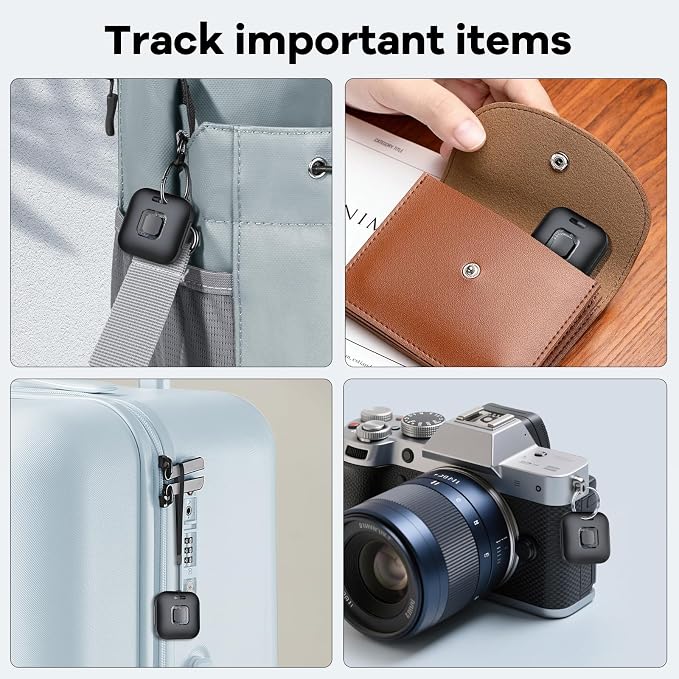 Hoxe Dual System (iOS & Android) Air Tracker Tags 4 Pack, 2026 New Key Finder Tracker Tag Work with Apple Find My & Google Find Hub App, Black Smart Tag Suitable for Key, Bag, Luggage, Pet, Car, etc