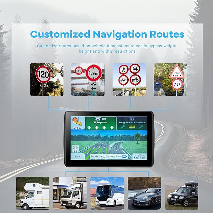7'' GPS Navigator for Car Truck RV - 2026 North America Maps Free Lifetime Updates, Touchscreen Navigation System, Speed & Red Light Warning, Turn-by-Turn Voice Guidance, for All Cars