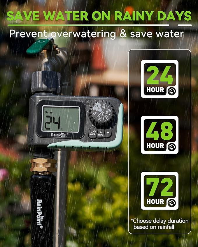 Automatic 1 Zone Sprinkler Timer & 5ft Leader Hose Bundle | Sprinkler Timer for Drip Irrigation, Sprinklers, Potted Plants | Easy Setup, Leak-Proof, Lightweight