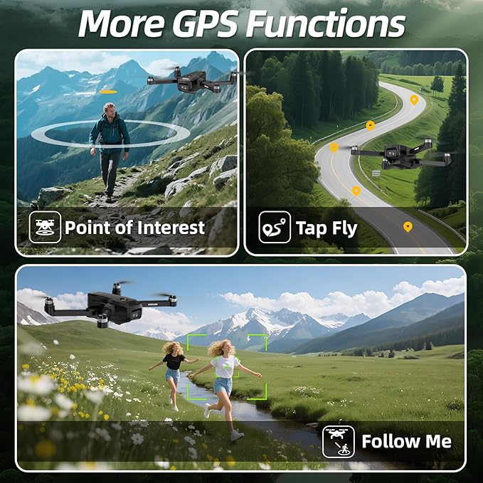 GPS Drone with EIS 1080P Camera, 4.5" FPV Screen, 5GHz Transmission Foldable Drone with Brushless Motor, Auto Return Follow Me & 32G SD Card, Gesture Control, Al Track&Orbit Mode for Adults/Kids/Beginners