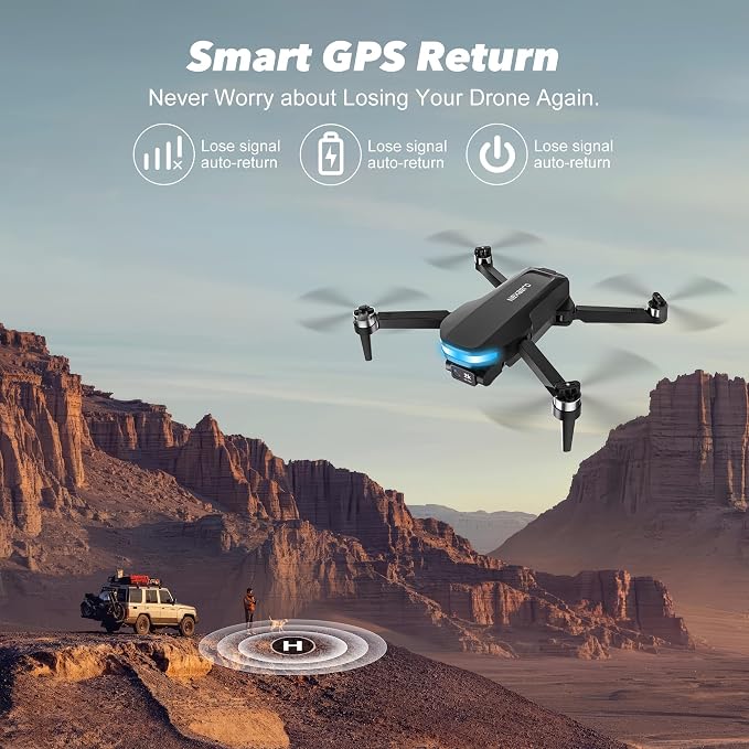 GPS Drone with EIS 2K Camera for Adults, 7.22 inch Screen on Remote Controller,FPV RC Drones with Al Track&Night Shot with Professional GPS,Auto Return Follow Me for Beginner,Long Range Transmission, 2 Batteries 64min Flight Time,Handbag Under 249g