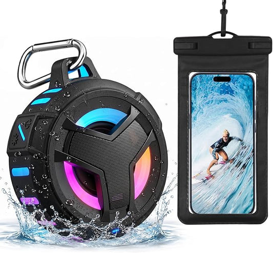 EBODA Bluetooth Shower Speaker with Waterproof Phone Pouch – Rugged & Ready for Any Wet Adventure