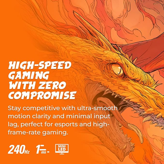 AOC Gaming Q27G4ZMN 27" Mini-LED Gaming Monitor, QHD Ultra Wide 1440p, 240Hz, 1ms, DisplayHDR 1000, Adaptive-Sync, 1152 Dimming Zones, Xbox/PS5/Switch Ready, 3-Year Zero-Bright-dot.