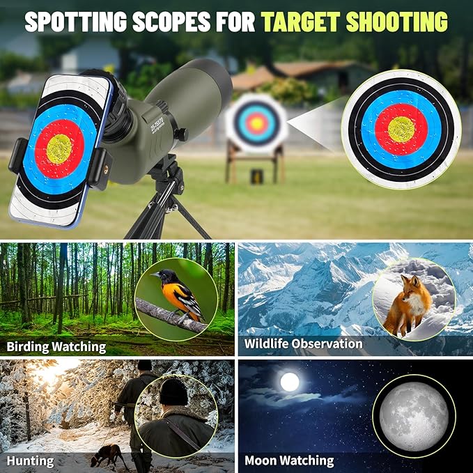 Spotting Scopes 25-75x70 Zoom HD BAK4 Prism Waterproof Fogproof Spotting Scope with Tripod for Target Shooting Bird Watching Hunting Wildlife Outdoor