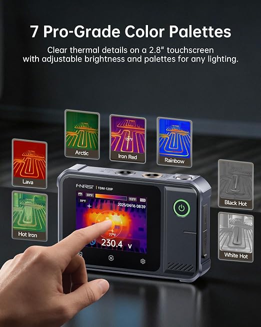 FNIRSI TDM-120P 2-in-1 Thermal Imaging Multimeter, 19999 Counts Digital Multimeter TRMS & 120x90 IR Resolution Thermal Camera, Infrared Imager with 2.8" Touchscreen for HVAC, Electrical & Auto Repair