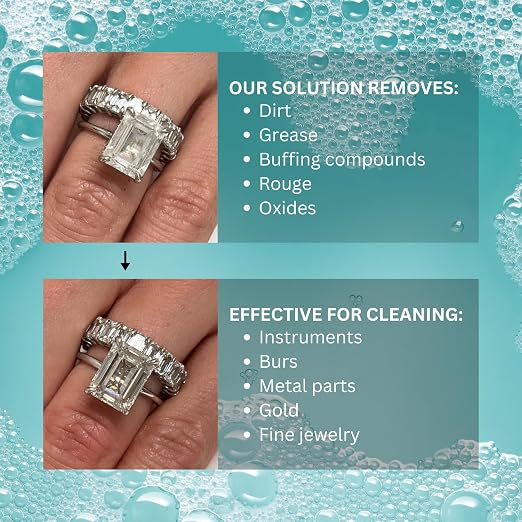 GemOro Jewelry Cleaner Solution Concentrate for Ultrasonic Machines | Professional Performance Liquid Cleans Rings Watches Glasses Earrings & Coins | Compatible with Diamond Gold & Silver (1 Quart)