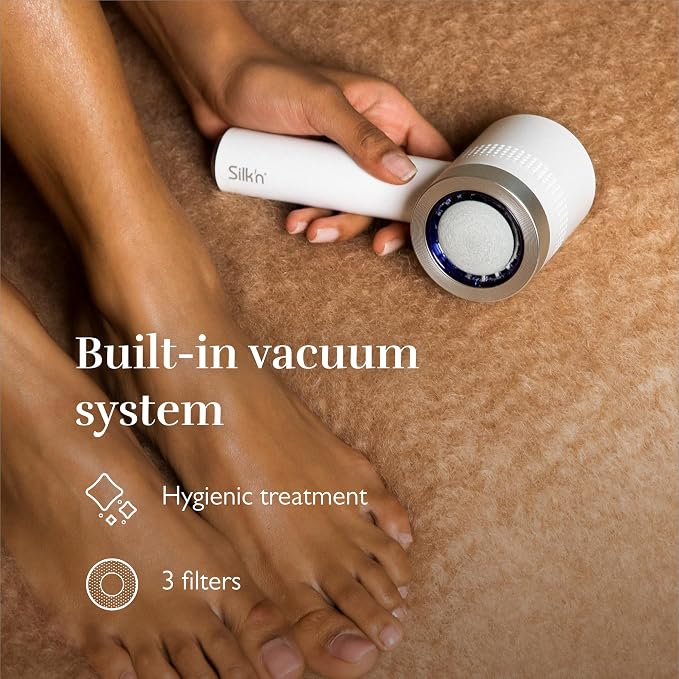 Silk'n Electric Callus Remover for Feet, Mess-Free Vacuum Foot File, Rechargeable Pedicure Tool with 3 Grinding Discs & 2 Speeds, Removes Dead Skin, Cracked Heels & Hard Calluses, USB-C